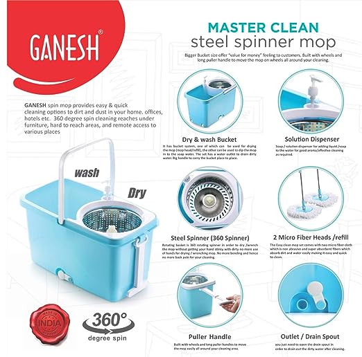 Ganesh Master Steel Quick Spin Mop